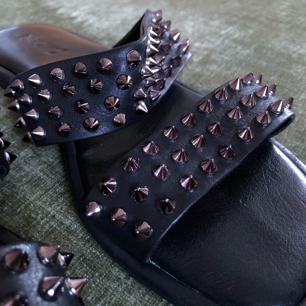 Studded Black Slide Sandals Free People Inuovo - Picture 3 of 6